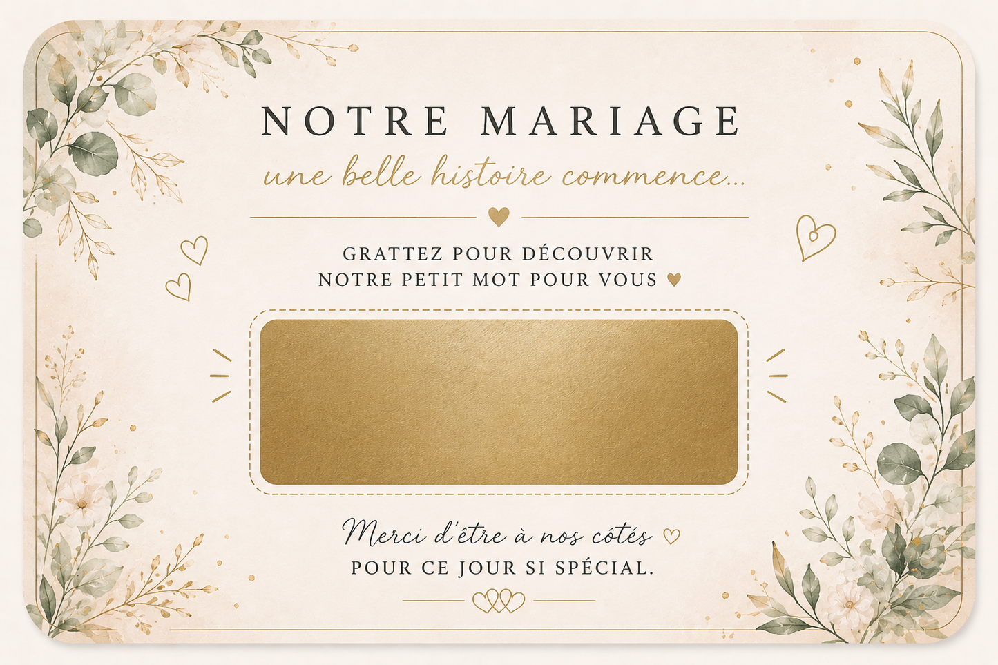 Carte à gratter mariage