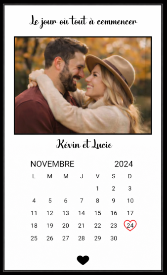 Cadre 30x40cm Saint Valentin Calendrier
