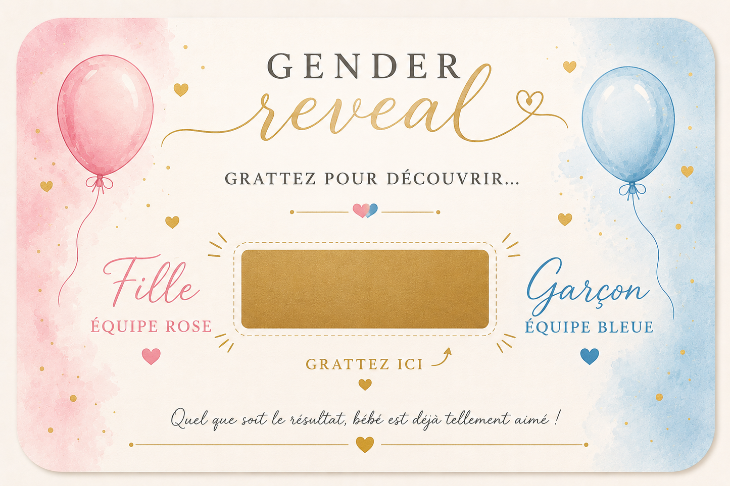 Carte à gratter Gender Reveal