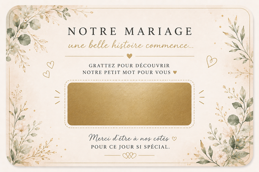 Carte à gratter mariage
