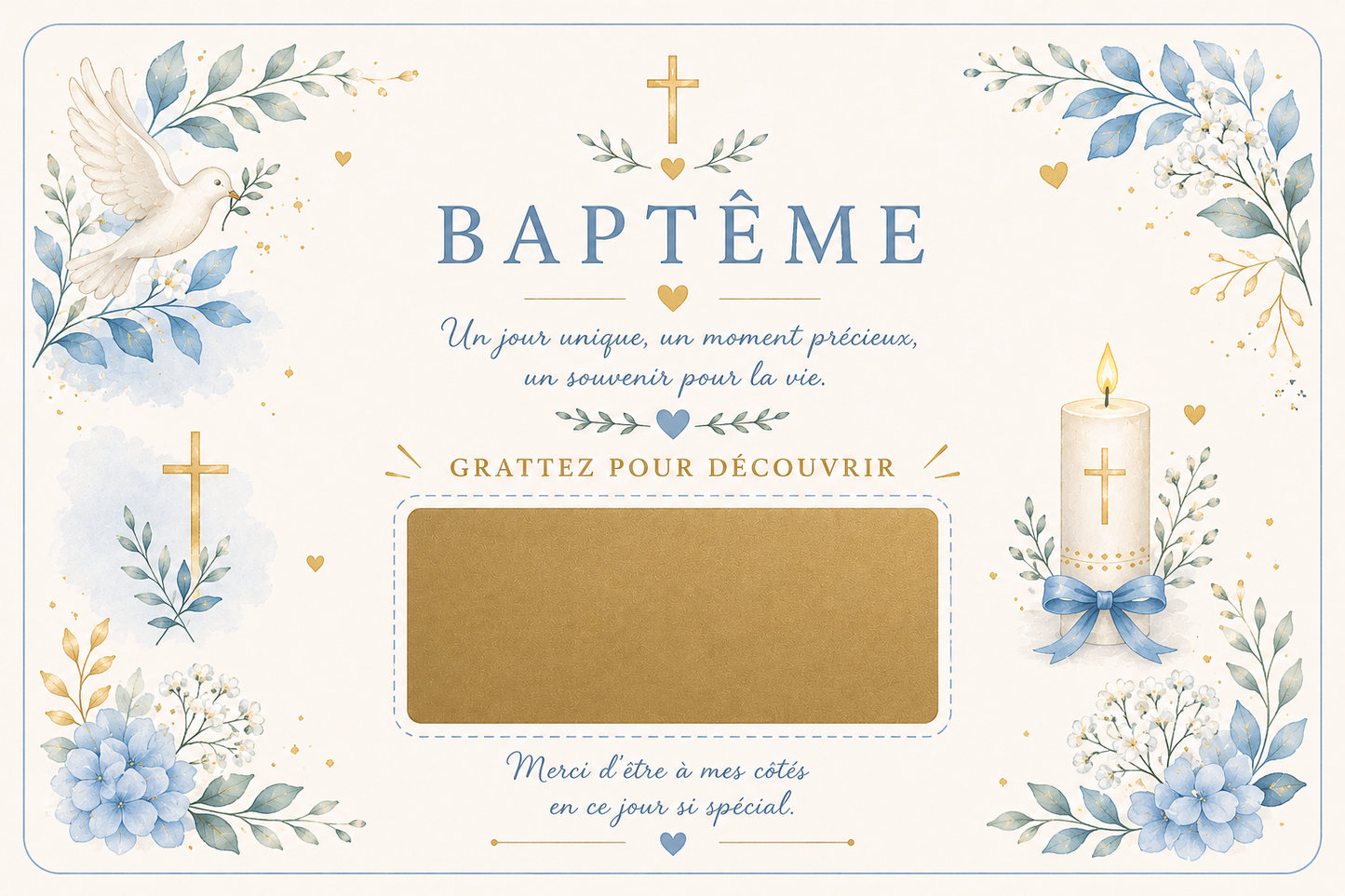 Carte à gratter Baptème/ Communion