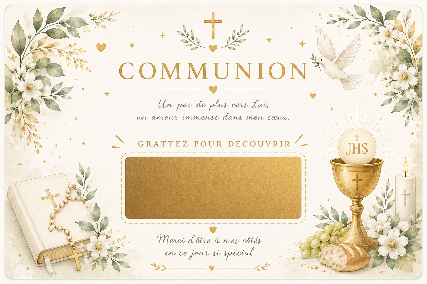 Carte à gratter Baptème/ Communion