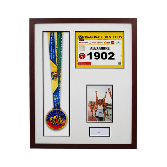 Cadre médaille + dossard 30x40cm